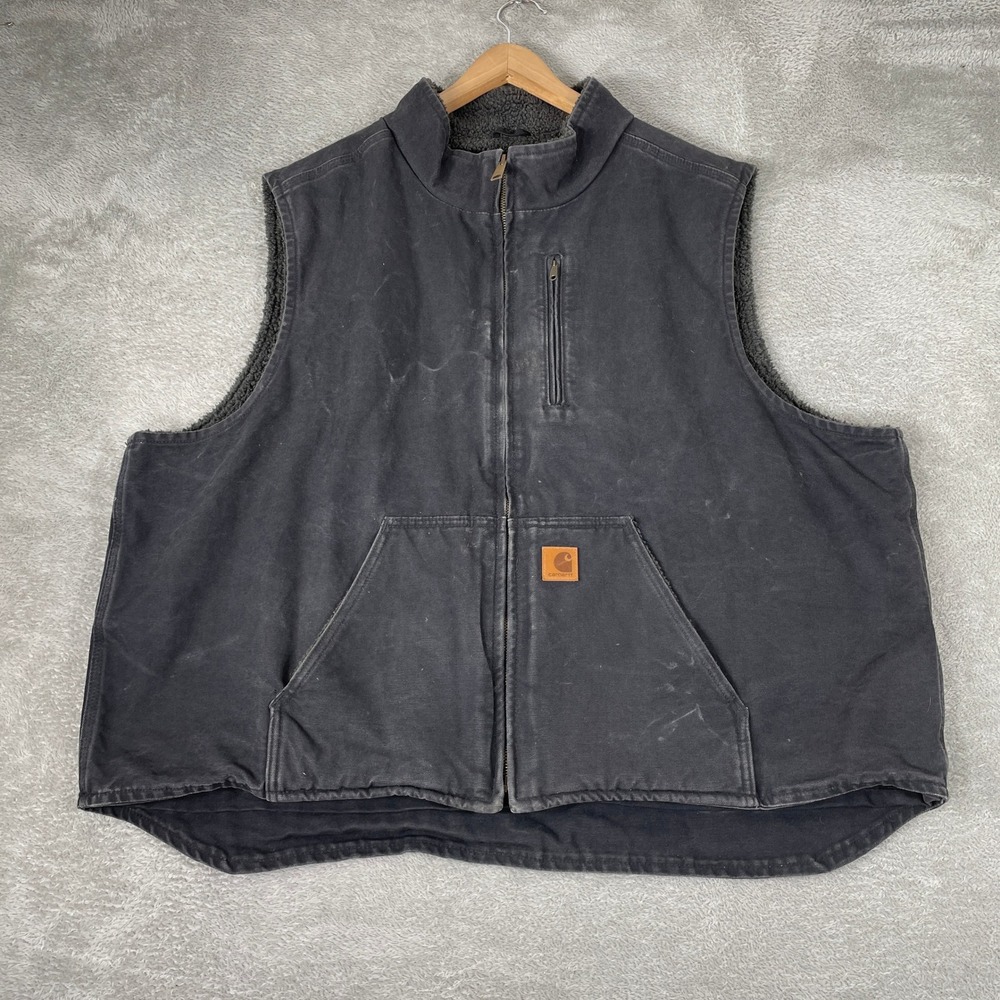 Carhartt V33-001 Vest Mens 3XL Black Sherpa Lined Duck Canvas Workwear
